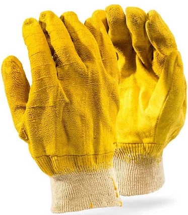 Naturally rubber fully dipped glove crinkle hand finish clute cut, drill fleece liner knitted wrist CE level 1 rating. Heavy duty and abrasive and handling work, handling sharp objects.