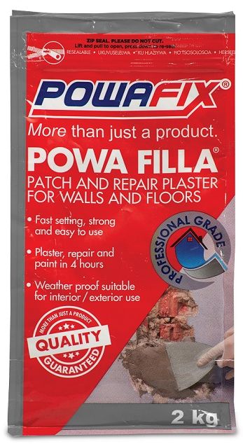 Powa Filla Patching plaster is a tough and durable, interior / exterior, fast drying plaster that can be ready for painting within 4 hours of application.