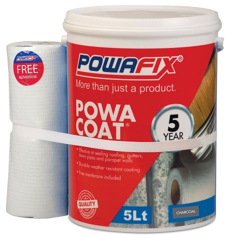 Powafix Powa Coat Waterproofer combines the waterproof properties of bitumen with the durable, UV resistance of an acrylic resin, this weather resistance product will seal and protect surfaces and is backed by a 5 year quality guarantee.