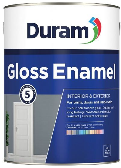 Durable enamel paint, for trims, doors, windows and inside walls. Interior and exterior, attractive and long lasting, washable and scratch resistant, Product comes with a 5 year quality guarantee. Tint Gloss Enamel white to a wide range of colours using ColorPro stir-in paint colour.