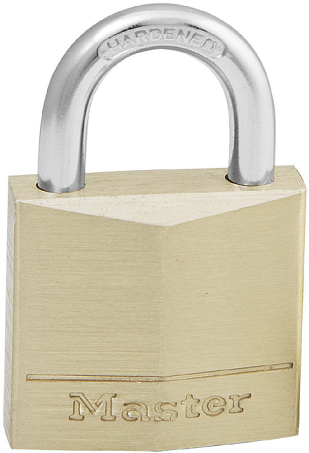 Master lock padlock solid brass 30mm keyed to differ.