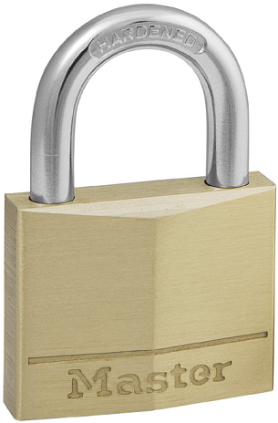 Master lock padlock solid brass 40mm keyed to differ.