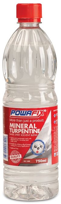 Powafix mineral turpentine is a slow drying solvent blend used to thin alkyd Enamels and varnishes.