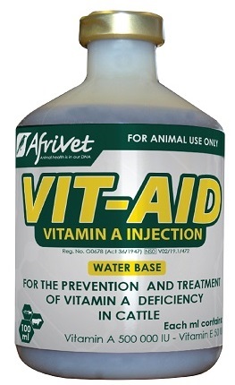 Vit-Aid Vitamin A Injection is a waterbased solution of vitamin A, for the prevention and treatment of vitamin A deficiency in cattle.