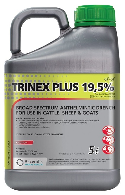 Broad spectrum anthelmintic drench for use in cattle, sheep and goats. For the treatment and control of: Mature and immature gastrointestinal nematodes, lungworms, liver fluke.