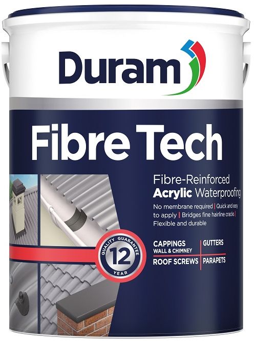 Fibre-Reinforced Acrylic Waterproofing Bridges fine hairline cracks on parapets, wall and chimney cappings, gutters and roof screws. Convenient membrane-free application - simply brush on quickly and easily. The fibres make it a tough, durable and flexible waterproofer. Non-drip with excellent adhesion. Can be top coated with Duram roof or decorative paints, or used as a final coat. Fish and plant friendly, so you can use it in your pond. Water-based - application tools are easy to clean with water A premium fibre-reinforced acrylic waterproofer used to bridge fine hairline cracks without the need for a separate reinforcing membrane, on parapets, wall and chimney cappings, gutters and roof screws.