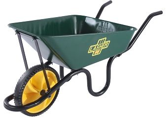 Ergonomic every day wheelbarrow. Strong single piece frame.