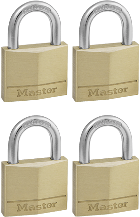 Padlock solid brass 40mm keyed alike 4pc.