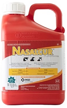 Remedy for nasal worm, liver fluke and wireworm in sheep and goats as well as liver fluke and wireworm in cattle.