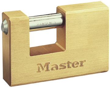 Master lock padlock insurance solid brass 76mm hardened steel shackle keyed to differ.