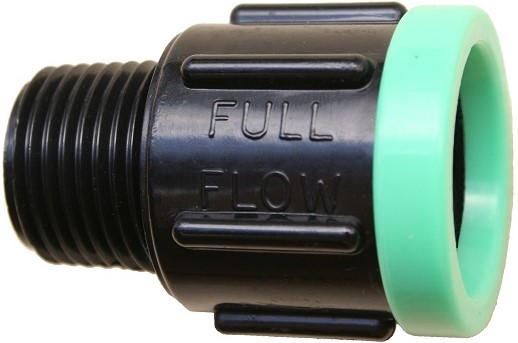 Full Flow® compression fittings are the industry standard for easy, trouble free and leak-proof connections. They are simple and efficient to use. Just push the pipe into the fitting until it hits the pipe stop inside. Full Flow® compression fittings are manufactured from engineering grade ABS material for toughness and strength and are made to fit SABS spec class 3 polypipe (LDPE). They are available in 4 sizes: 13mm, 15mm, 20mm and 25mm. All Full Flow® fittings have colour coded rings to easily identify their size and like all Microjet® products have their name proudly emblazoned on their bodies. This fitting is used for connecting a polypipe to a B.S.P. threaded pipe or fitting. If it Doesn't say Full Flow®  Then it isn't.