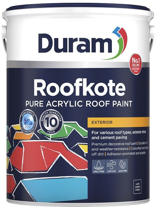 For various roof types, exterior trims and cement paving. Excellent UV and weather resistance  resists fading and chalking. Colourfast  long lasting colour. Shrugs off dirt on roofs. Adhesion promoted with excellent durability to withstand varying temperatures. APEO free - safe for non-potable rainwater harvesting and aquatic life. Excellent obliteration. This product has a 10 year Quality Guarantee. A premium pure acrylic roof paint that provides highly attractive, all-weather protection.