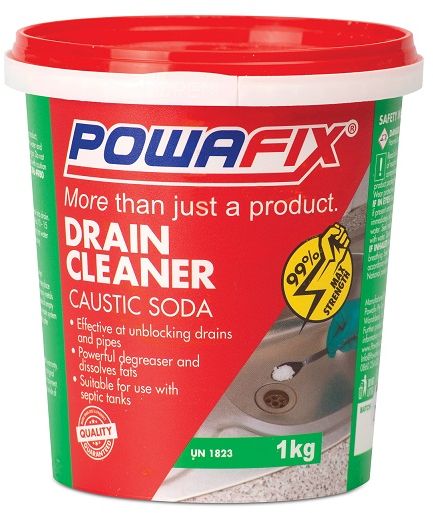 Powafix Drain cleaner Caustic Soda is a powerful caustic soda based, fat and grease cleaner that is Suitable for use with septic tanks.