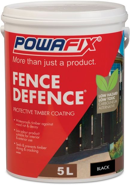 Powafix Fence Defence is a water based Carbolineum alternative that is formulated to waterproof and protect treated timbers. This interior / exterior, Low odour coating is a non-toxic formulation Suitable for around the home and farms. Fence Defence seals in the chemicals that protect pre-treated timber from termite and wood borer whilst also preventing wood rot and decay.