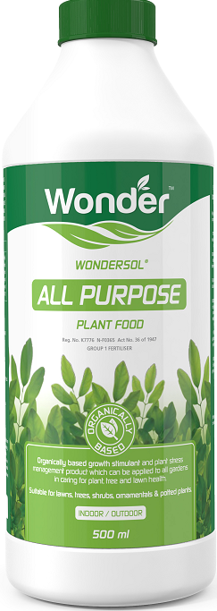 Wondersol All Purpose is an organically based growth stimulant and plant stress management product which can be applied to all gardens in caring for plant, tree and lawn health.