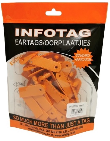 Plastic ear tags with plastic point.