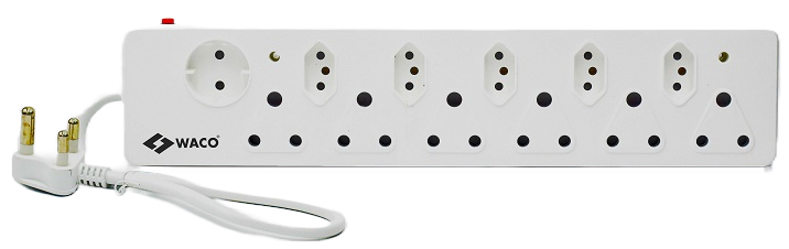 Waco MultiPlug 6X16A +5X3P Slim + Schuko 0.5M Pvc White