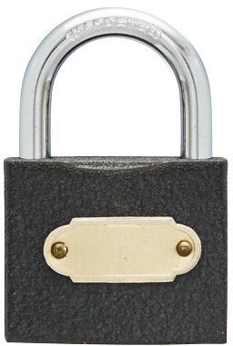 Security iron padlock 50mm grey epoxy coated & includes 2 keys.