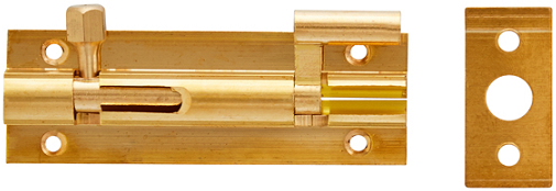 Barrel bolt necked 64mm solid brass polished brass finish & incl screws.