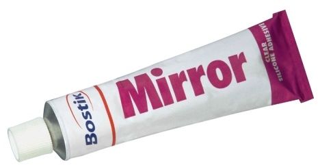 Flexible permanent bond for mirrors to painted surfaces.