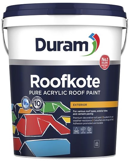 Product usage is for various types of application, cement roof tiles, fibre cement roof sheets, primed galvanized iron roofs, chromadek, zinc alum and aluzinc, exterior trims such as facias, gutters and window sills, exterior walls. Advantages includes excellent UV and weather resistance, resists fading and chalking, colourfast long lasting colour, flexible and shrugs off dirt, mould and fungus resistant, excellent obliteration, dries quickly same day application.