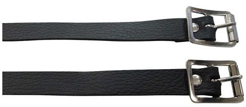 Leather straps used to hold spurs in place. With steel buckle and keeper for a neat, professional look. Adjustable fit.