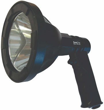 MS 4390-D GAMEPRO BUBO DELUXE 600 LUMEN SPOTLIGHT A 600 Lumen LED r Spotlight in a lightweight Polycarbonate housing rechargeable CREE T6 10W LED (Fitted to light) Up to 600 Lumens LED Life: Over 50000 Hours Rechargeable - 4.2Volt 3Ah Lithium battery included Rechargeable - 110-230V AC Mains and DC 12V Charger included Run Time: 2.5 Hours Lightweight ABS housing Single Mode On/Off switch Beam Distance: Up to 500m Reflector size: 110mm Includes Drawstring Carry Bag.