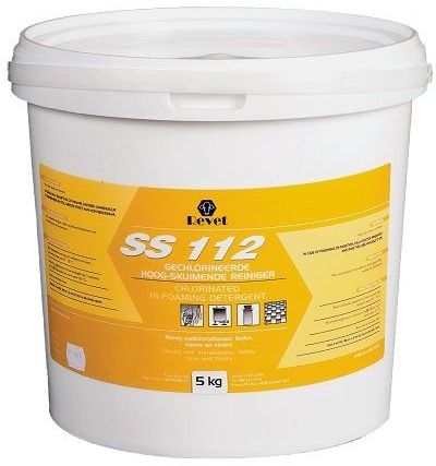 Revet SS112 is a chlorinated hi-foaming detergent powder to clean milk installations, tanks containers and floors. Directions: After milking rinse milk tanks, equipment or milk containers with clean lukewarm water 20°C to 30°C. Brush thoroughly with a solution of 4g SS112 per litre of warm water at 55°C. Rinse well with potable water. Use 2ml SS108 per 1 litre of water or 1.5ml SS103 per 1 litre of water in the final rinse.