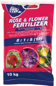 A chemical granular fertiliser. N:P:K (%) 8:1:5 (17). Specially formulated for roses, seedlings and flower bearing plants