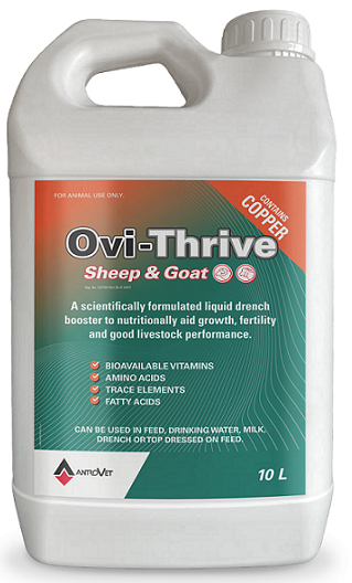 Ovi-Thrive Sheep & Goats is a concentrated liquid complementary feeding stuff.