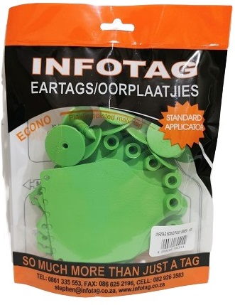 Plastic ear tags with plastic point.