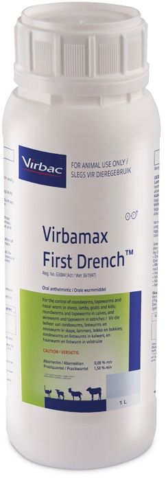 Oral anthelmintic for the control of roundworms, tapeworms and nasal bot in sheep, lambs, goats and kids. Wireworm and tapeworm in ostriches. Roundworms and tapeworms in calves. COMPOSITION: Abamectin 0,08% m/v, praziquantel 1,50% m/v. COMPOSITION: Abamectin 0,08% m/v, praziquantel 1,50% m/v. Roundworm, nasal worm and tapeworm remedy for sheep, goats, cattle and ostriches controls Australian itch mite 25ml per 10kg body mass. Effective against all 4 types of tapeworms, milk, serrated, narrow and liver tapeworm. Ovicidal: Roundworm eggs present in the animal at the time of dosing are prevented from hatching.