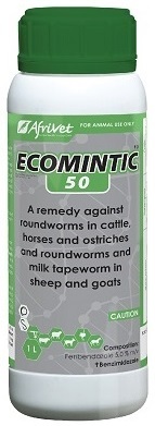 A remedy against roundworms in cattle, horses and ostriches and roundworms and milk tapeworm in sheep and goats.