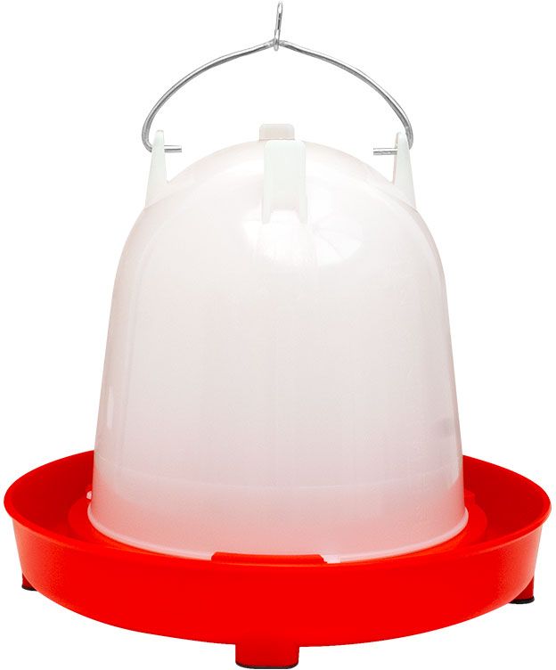 The 8lt Water Fount can be suspended, and is height adjustable with a bayonet interlocking base and lid. It is graduated for medicinal use and has a domed top for anti-perching. It comes with standard with a S-Hook, 3m nylon cord and adjuster.