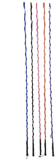 A long whip (180cm) with a lash that is the same length. Used to keep the horse out on the circle and for maintaining or increasing momentum. Assorted colours.