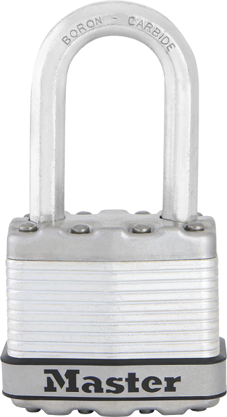 Padlock excel laminated steel 45mm patented hexagon boron carbide 38mm shackle keyed to differ.