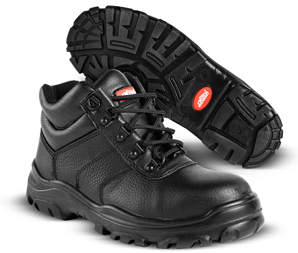 Steel toe cap designed to withstand an impact load of 200 joules. Buffalo leather for durability. Oil and acid resistant sole with anti-slip and anti-static properties. Shank reinforcement for support and stability. PU sole for comfort, shock absorption and durability. EVA innersole for comfort and shock absorption.
