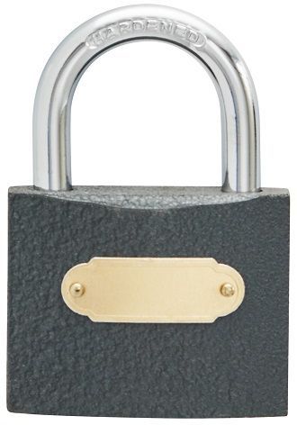 Security Iron padlock 63mm grey epoxy coated & includes 2 keys.