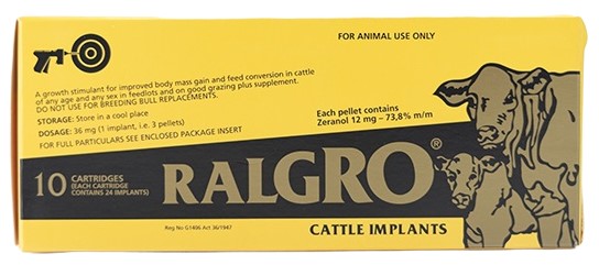 Hormone free growth stimulant for improved body mass gain and feed conversion in cattle of any age and any sex in feedlots and on good grazing plus supplement. Do not use in breeding bull replacements.