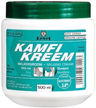 Kamfi Kreem is a milking cream with genuine camphor in. It has been formulated cosmetically with Vitamin E and special soothing properties for a soft smoothing skin.