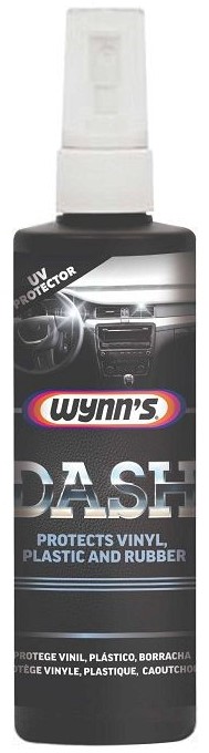 Wynn's Dash for vinyl and rubber, treats and protects the dashboard, plastic bumpers, trim, matt surfaces and trunk rubbers. Dash will remove polish traces from plastic and rubber trims.