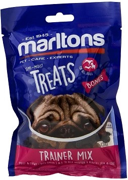 Treat for all dogs. Moist & chewy. With Omega 3 & 6 to help maintain a healthy skin and coat