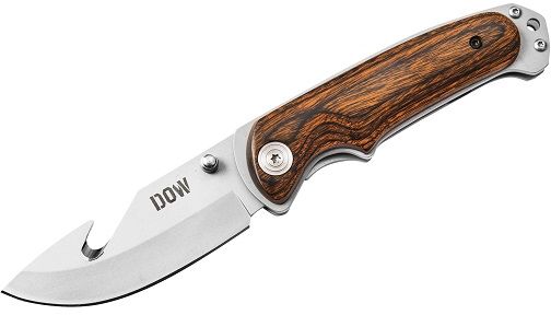 This is a great field knife and can do any job the much bigger designs can. The handle is a very comfortable design with pakka wood scales. The 420 SS Drop Point blade design is ideal for skinning and other tough jobs.