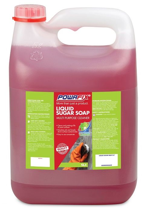 Powafix Liquid Sugar Soap is an easy to use concentrated general purpose cleaner for all surfaces, Suitable for removing dirt, grease and oil. A well cleaned surface will ensure a Longer Lasting paint surface.