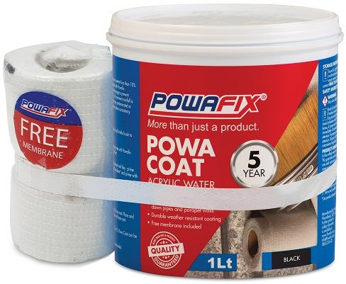 Powafix Powa Coat Waterproofer combines the waterproof properties of bitumen with the durable, UV resistance of an acrylic resin, this weather resistance product will seal and protect surfaces and is backed by a 5 year quality guarantee.