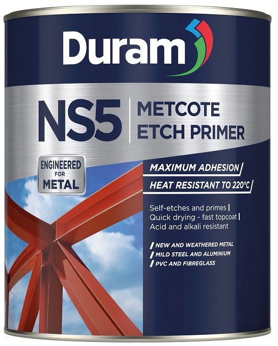 A high adhesion primer for new and weathered mild steel, stainless steel, aluminium, PVC, fibreglass, Chromadek, ZincAlume and AluZinc. Maximum adhesion to a wide variety of substrates. Promotes smooth topcoat - excellent topcoat adhesion. Quick drying - fast topcoat. Heat resistant to 220°C. Acid and alkali resistant. Self-etches and primes new and weathered metal, mild steel, aluminium, PVC and fibreglass for maximum adhesion.