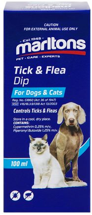 Effective solution reduces the population of ticks and fleas. Controls ticks & fleas on dogs & cats.