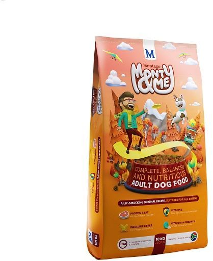 Deliciously Nutritious Food for Adult Dogs Monty & Me is a delicious, well-balanced food that's got everything your best bud needs to stay healthy and happy! Benefits Include: SAFE SOUND & FIT AS A FIDDLE - Antioxidants for immune support - perfect for keeping doggy immune systems in great shape. EAR TO EAR & NOSE TO TOES - Optimum protein and fat levels help keep your Monty robust, healthy and in tip-top condition. HAPPY TUMMY, HAPPY DOG - Added natural prebiotic fibre, sourced from wheat bran, helps keep your pal's digestive system regular. HELLO GORGEOUS - The added Omega 6 oil keeps your Monty's skin healthy and coat shiny n' soft. SAY CHEESE - The crunchy kibbles assist in fighting plaque and tartar, brushing teeth and keeping them clean and healthy.