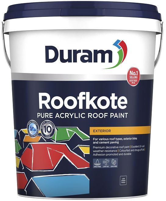 For various roof types, exterior trims and cement paving. Excellent UV and weather resistance  resists fading and chalking. Colourfast  long lasting colour. Shrugs off dirt on roofs. Adhesion promoted with excellent durability to withstand varying temperatures. APEO free - safe for non-potable rainwater harvesting and aquatic life. Excellent obliteration. This product has a 10 year Quality Guarantee. A premium pure acrylic roof paint that provides highly attractive, all-weather protection.