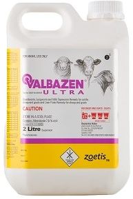 Remedy for roundworm, lungworm and milk tapeworm for cattle and goats and liver fluke remedy for sheep and goats. CONTAINS: Albendazole 7,6% m/v.